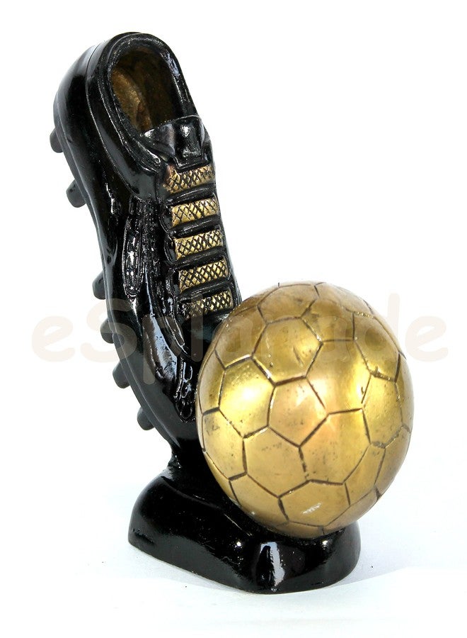 ESPLANADE Beautiful Brass Decorative Soccer Ball and Shoe Showpiece | Home Decor | Brass Sculpture | World Cup Golden Boot Trophy Look-Alike | European Golden Shoe Look-Alike - Image 4